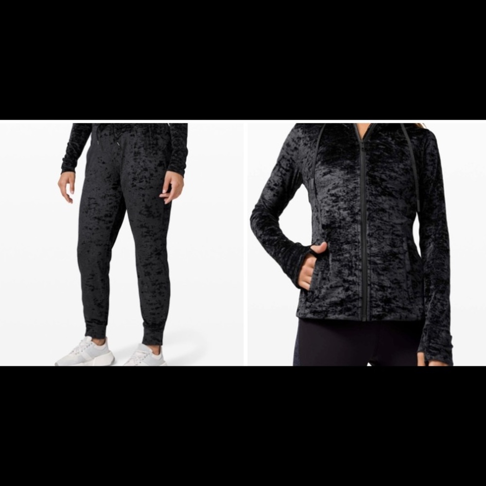 Excellent condition size 4 lululemon chushed velvet Top AND bottom.